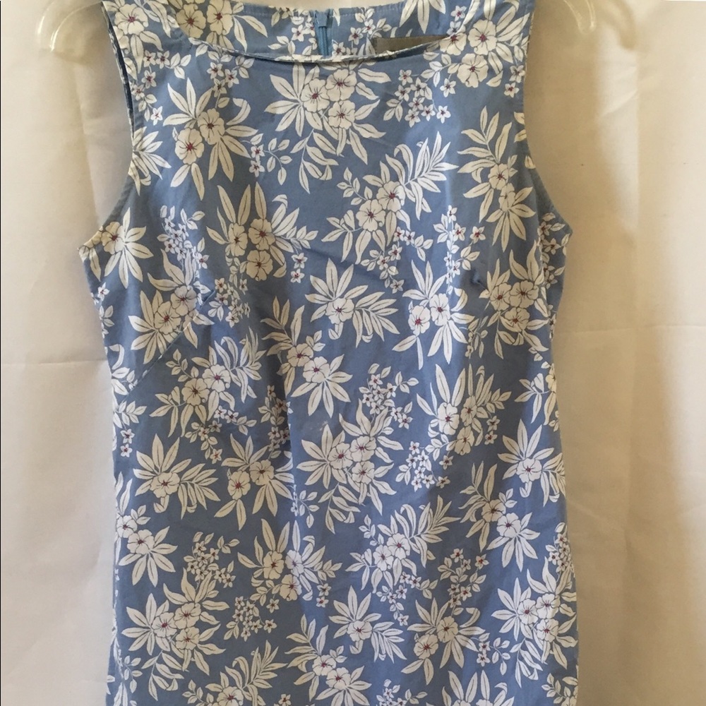Vintage  Cotton Sheath Dress Size 10 Blue Floral